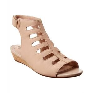 NEW CLARKS women's abigail sling wedge sandal in blush nubuck